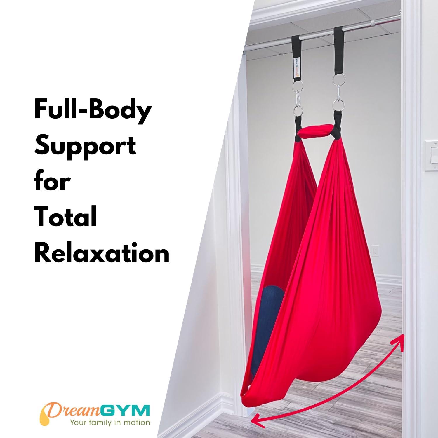 DreamGYM DreamGYM Doorway Sensory Swing - Red Therapy Compression Swing - 95% Cotton