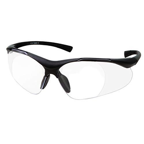grinderPUNCH grinderPUNCH Full Lens Magnification Safety Glasses with Black Frame | Clear Lens | | Magnifying Reading Eyewear (+2.50 Diopter)