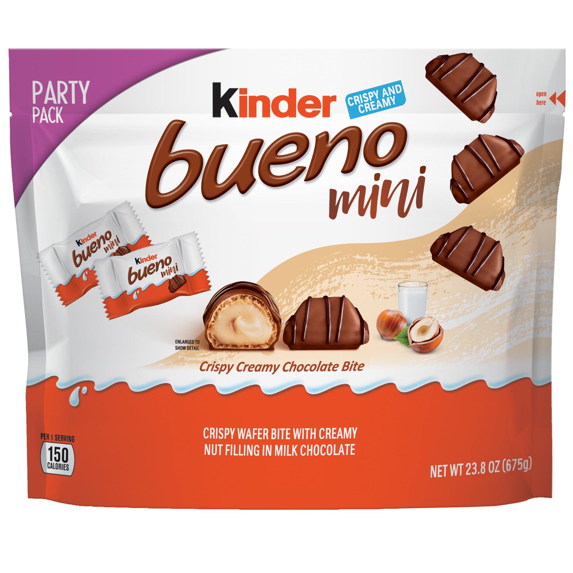 Kinder Bueno Kinder Bueno Mini, 125 Count Party Pack, Milk Chocolate and Hazelnut Cream, Individually Wrapped Chocolate Bars, 23.8 oz