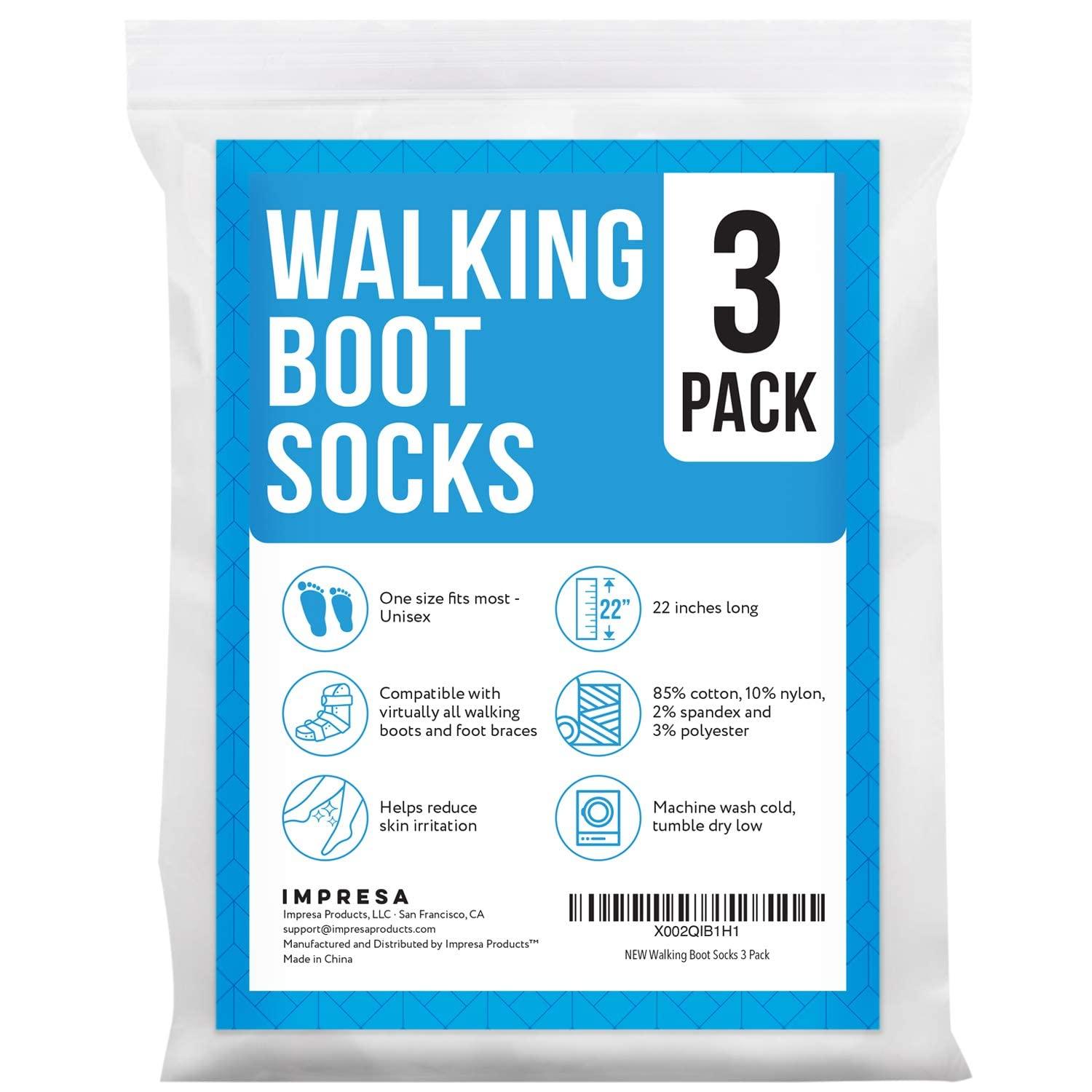IMPRESA IMPRESA [3 Pack] Replacement Sock Liner for Aircast Compression Walking Boot or Walker Brace - Breathable Orthopedics Socks for Cast Boot - Walking Boot Socks for Women and Men - One Size Fits Most