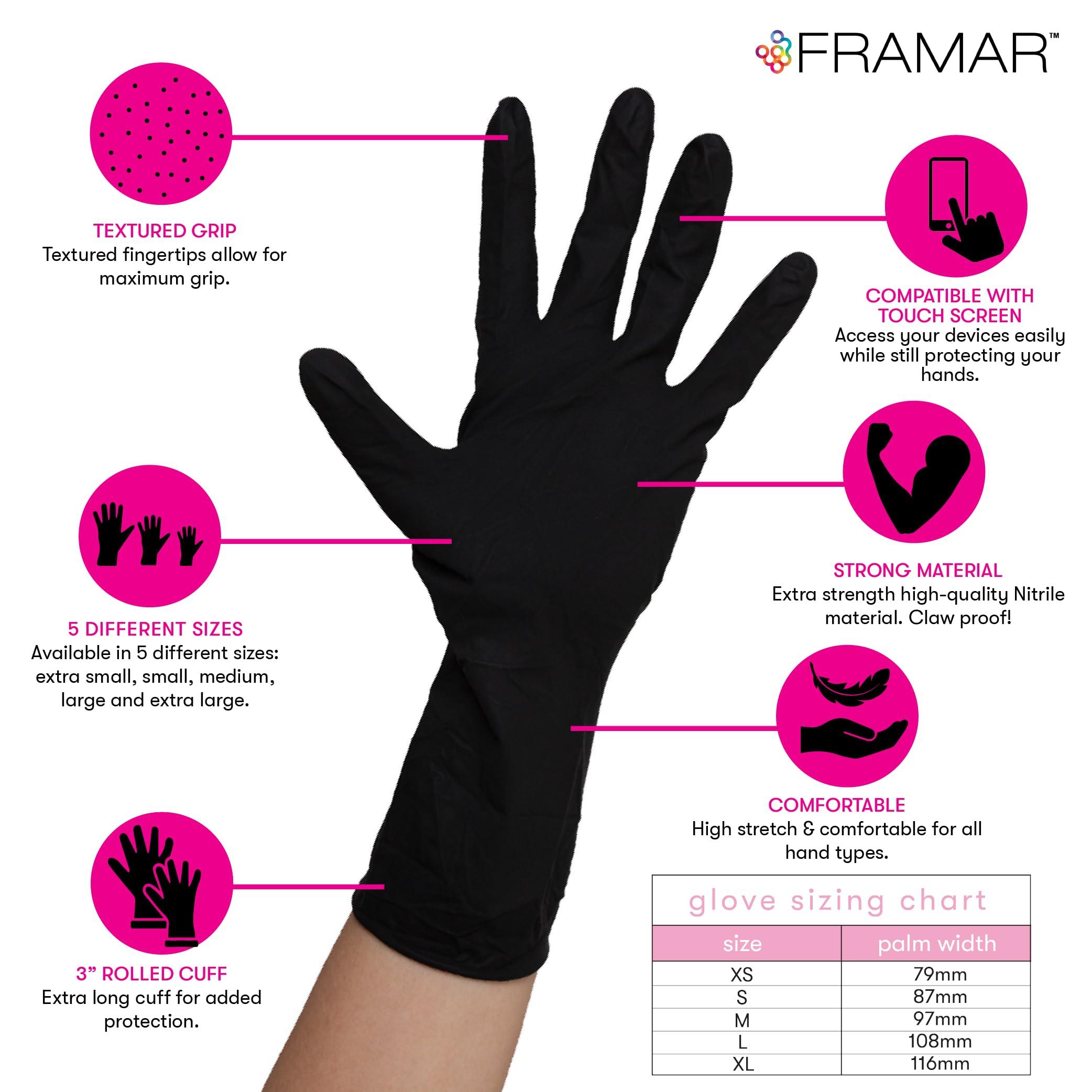 FRAMAR FRAMAR Black Nitrile Gloves xl xl Nitrile Gloves, Black Disposable Gloves xl Gloves Disposable Latex Free, Vinyl Gloves xl, Black Gloves Disposable, Black Latex Gloves xl, Guantes Desechables 100