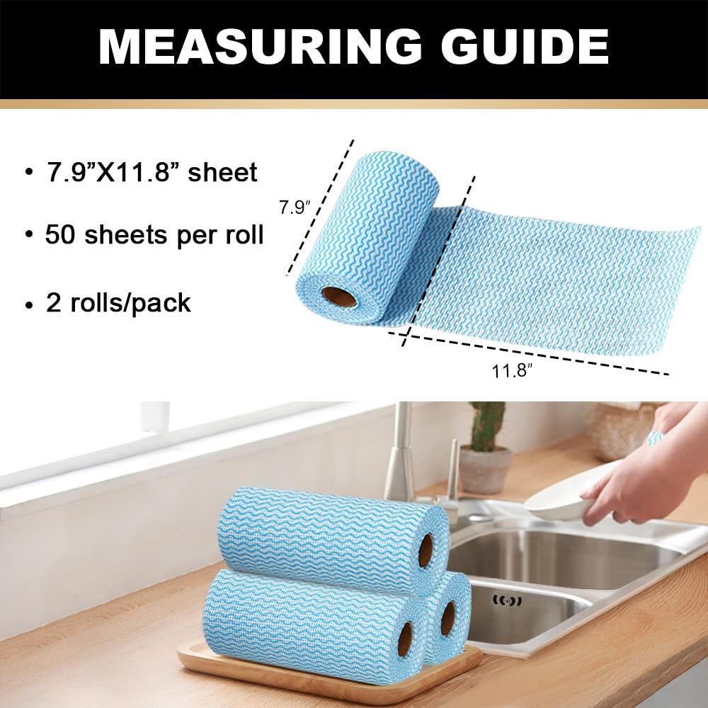 Supmaquc Supmaquc 2 Pack Upgraded Reusable Cleaning Cloths Extra Thick Durable Disposable Cleaning Towels Kitchen Dish Paper Multi Purpose Household Towels Thickened Non Woven Wipes, 7.9\"X11.8\", Blue