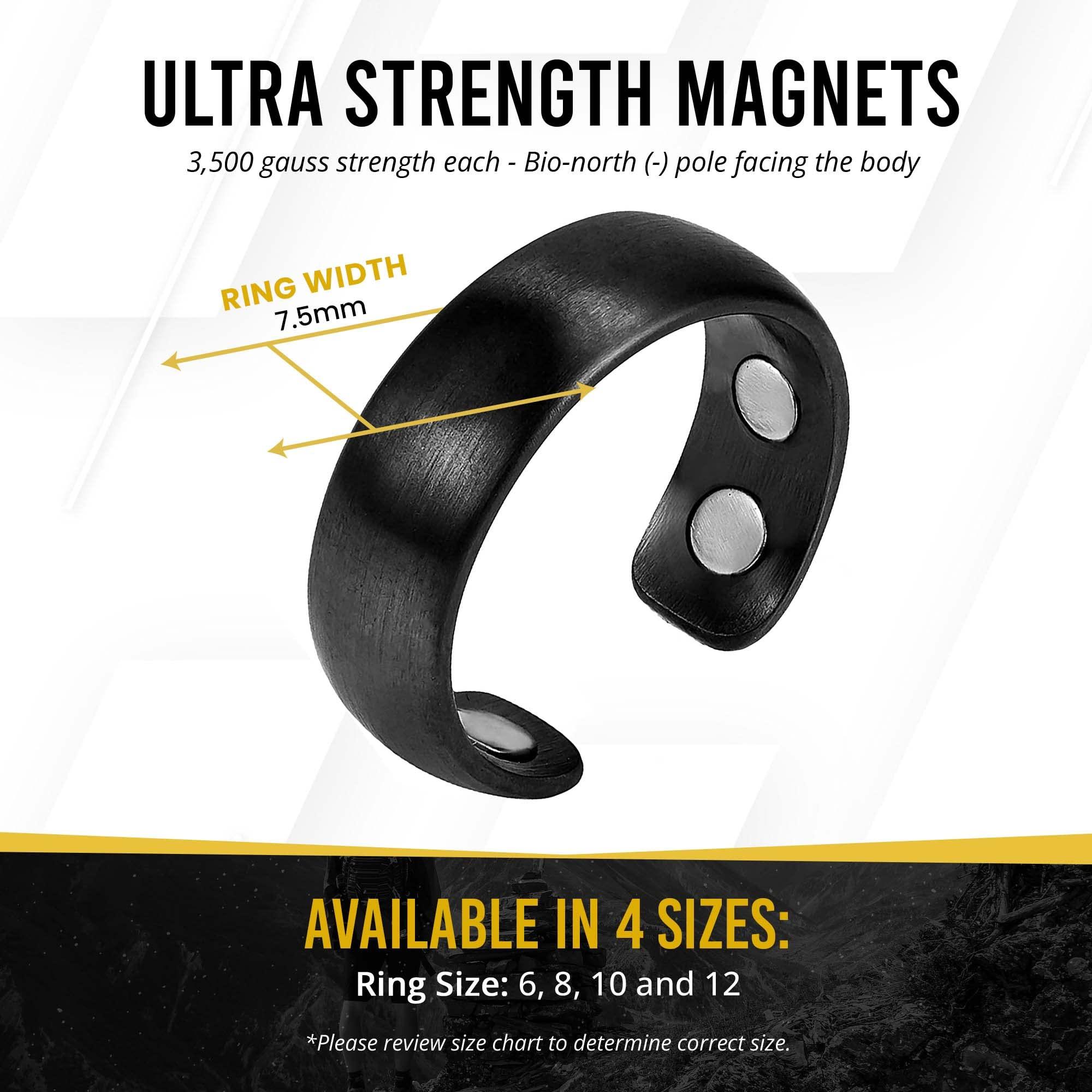 MagnetRX MagnetRX Magnetic Ring - Elegant Stainless Steel Ring - Magnet Rings for Men (Black | Size: 10)