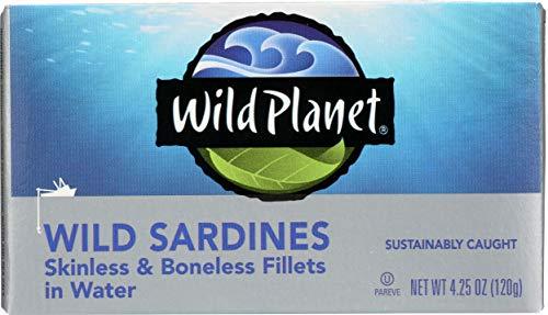 Wild Planet Wild Planet Wild Sardines in Water, Sea Salt, Skinless & Boneless, Tinned Fish, Sustainably Caught, Non-GMO, Kosher, Gluten Free, Keto and Paleo, 4.25 Ounce (Pack of 12)