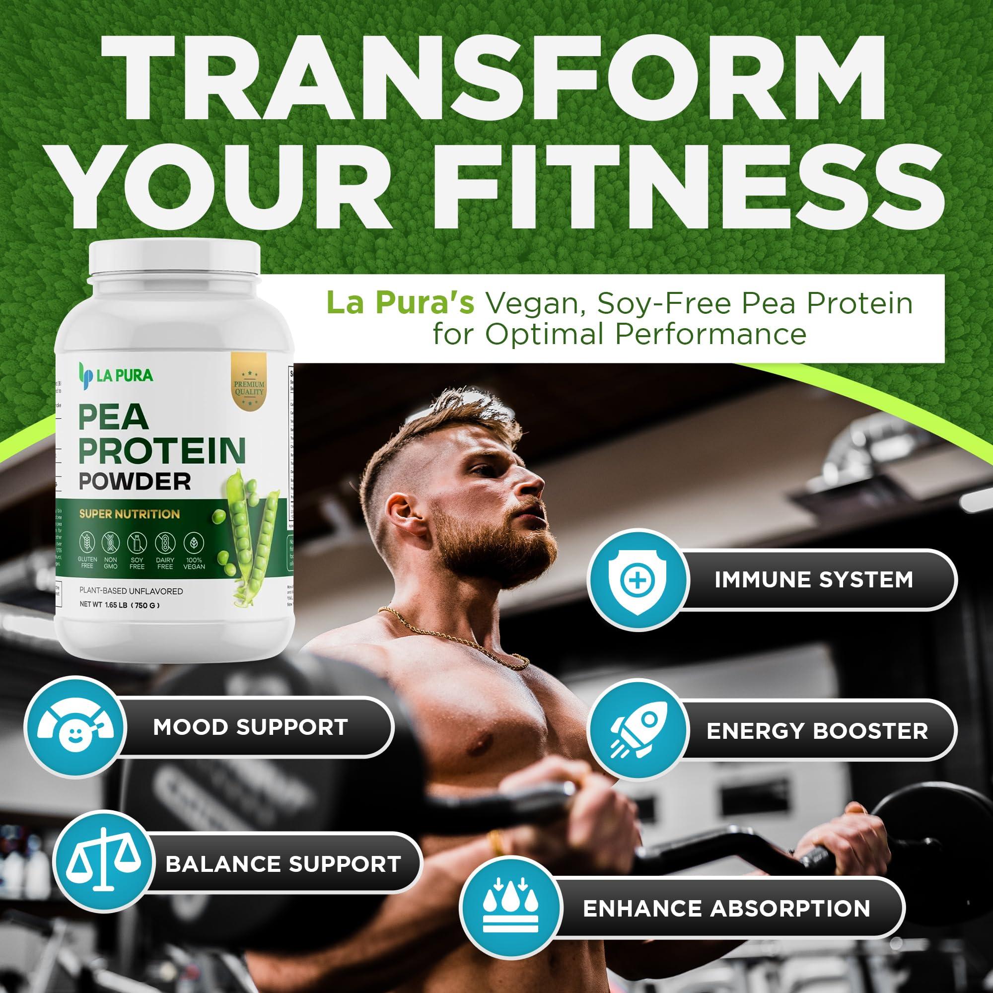 LaPura LaPura 100% Vegan Pea Protein Powder - 1.65LB, Unflavored Plant-Based Protein Powder with 20g Protein, Easy to Digest, Gluten Free, Non-GMO, No Additives for Optimal Nutrition