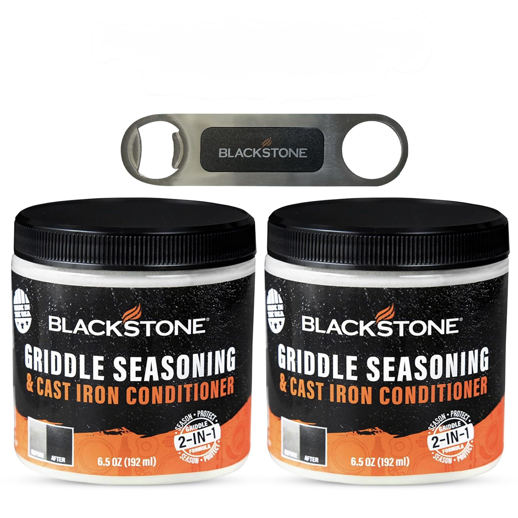 SATISFYING CUSTOMERS Blackstone 2-IN-1 Griddle & Cast Iron Seasoning Conditioner 6.5 OZ Effective Seasoning Rub Formula Food Safe Easy to Use Cleaner & Conditioner with Satisfying Customers Travel Tissue (2Pack)