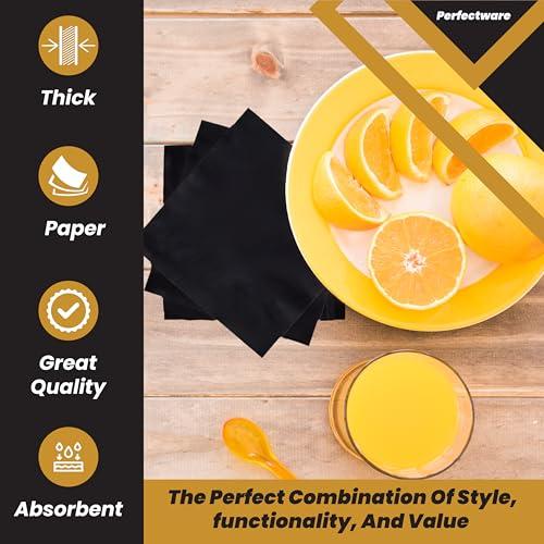 Perfectware Perfectware 2ply Black Beverage Napkins. 2Ply Cocktail Black Napkins. 10 x 10 Black Beverage Napkin., Pack of 300ct