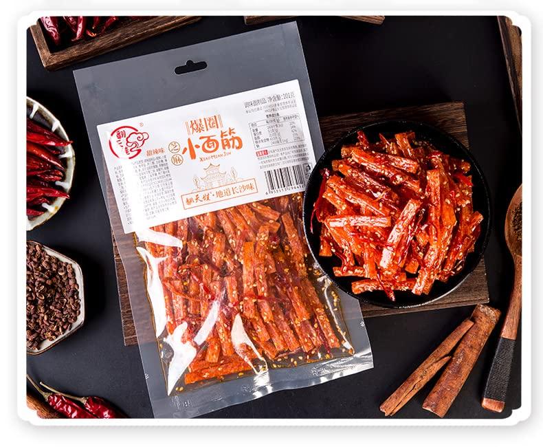 wa sai luo Spicy Strip Small Gluten Spicy silk Sweet Spicy Flavor Latiao,Chinese Snacks Instant SnacksHunan spicy noodlesLeisure snacks (Small gluten,10 bag)