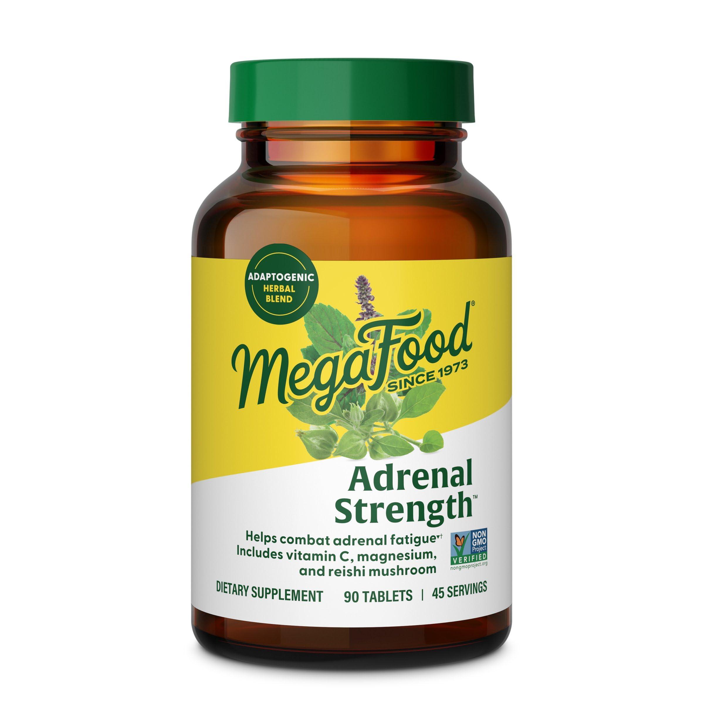 MegaFood MegaFood Adrenal Strength - Sensoril Ashwagandha, Vitamin C, fermented Magnesium Glycinate, Rhodiola Rosea, Reishi Mushroom & Food Blend - Supports a Normal Stress Response - 90 Tabs (45 Servings)