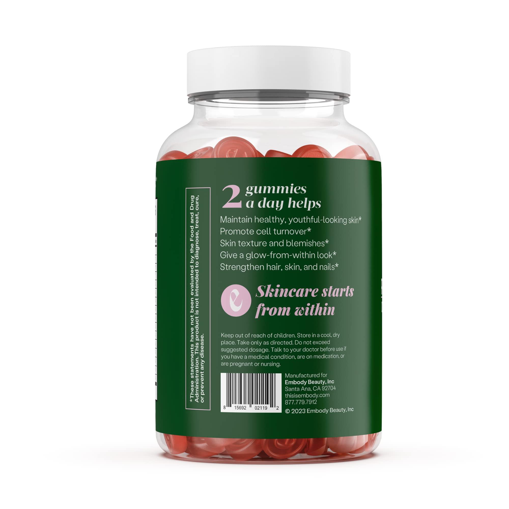 Embody Embody: 60 Skin Gummies Multivitamin Retinol Gummy | Vitamin A Supplement for Anti-Aging, Glowing, Youthful & Clear Skin | Strong Hair & Nails with Biotin, Vitamin C, B12 & Zinc