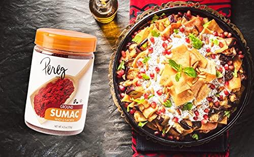 Pereg Pereg Ground Sumac Spice Seasoning (4.25 Oz) - Traditional Middle Eastern Spice Blend - Fresh & Pure Sumac Spice Powder, Full of Flavor - All Natural Ingredients - Non-GMO & Non-Irradiated