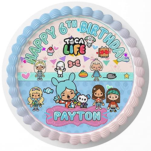 Generic Cakecery Toca Life World Edible Cake Image Topper Birthday Sheet Party Decoration Print Round