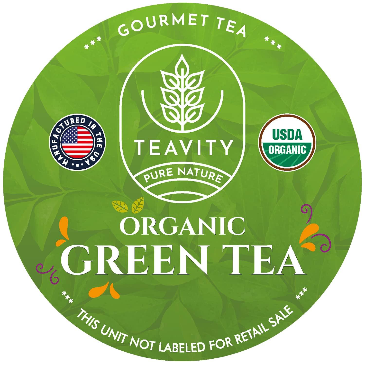 Teavity Organic Green Tea Pods for Keurig - Unsweetened Green Tea for K Cup Machines by Teavity (12 Tea Pods)