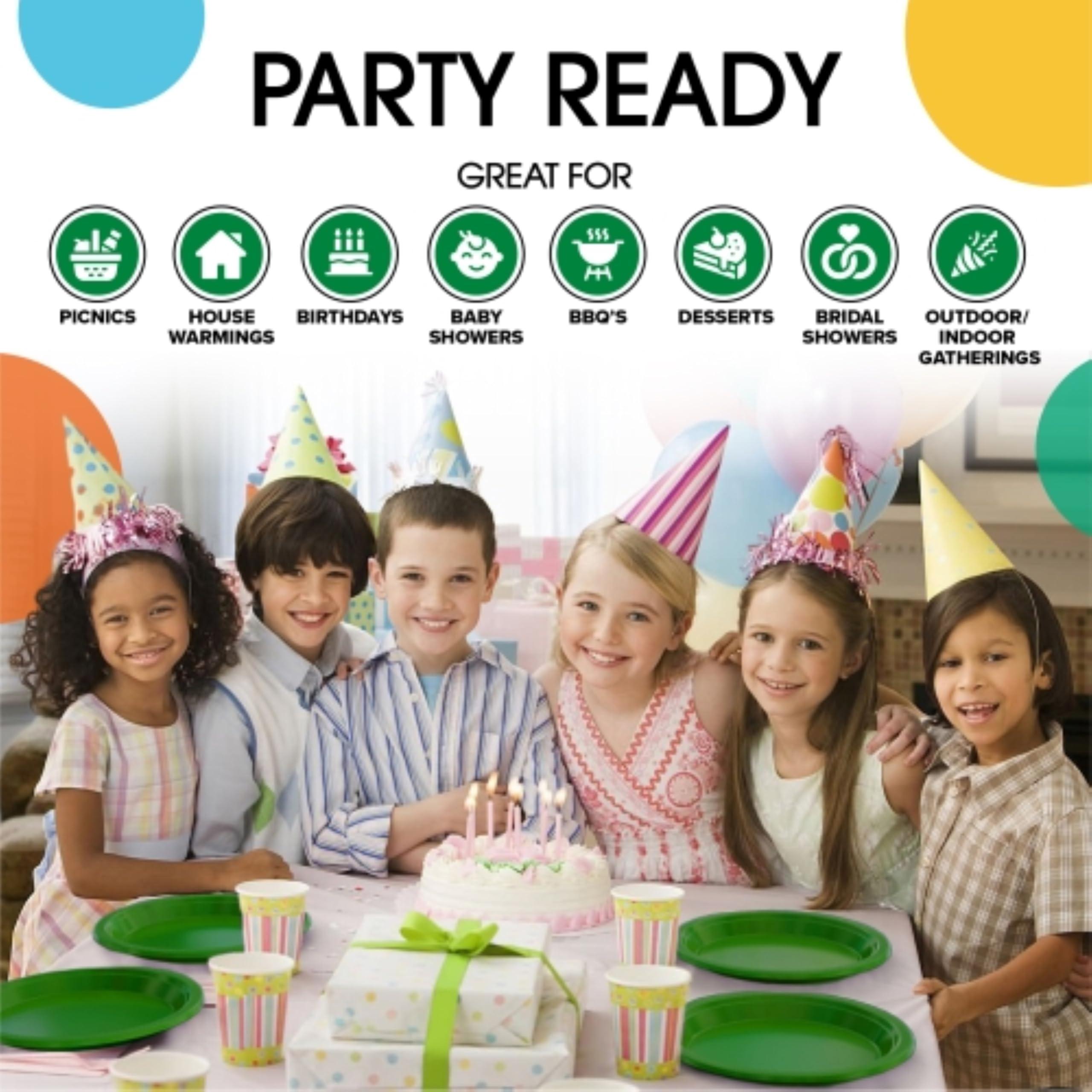 Exquisite Exquisite Green Plastic Plates Disposable 9\" Green Plastic Dinner Plates 50 Pcs Green Disposable Plates Plastic Plates For Party Plates Disposable Heavy Duty 350 GSM Green Plates For Party