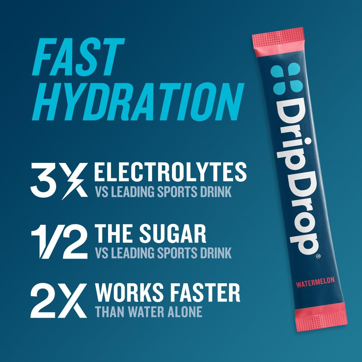 DripDrop DripDrop Hydration - Watermelon - Electrolyte Drink Mix Single Serve Hydration Powder Packets | Non-GMO, Gluten Free, Vegan | 32 Sticks
