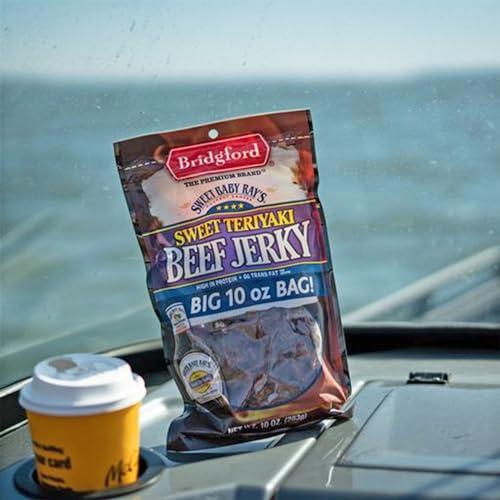 Bridgford Bridgford Sweet Baby Rays Beef Jerky Sweet Teriyaki 10 oz Pack of 3 - High Protein Beef Jerky for Low Carb and High Protein Diets - Beef Jerky Teriyaki for On the Go Snacking and Busy Lifestyles