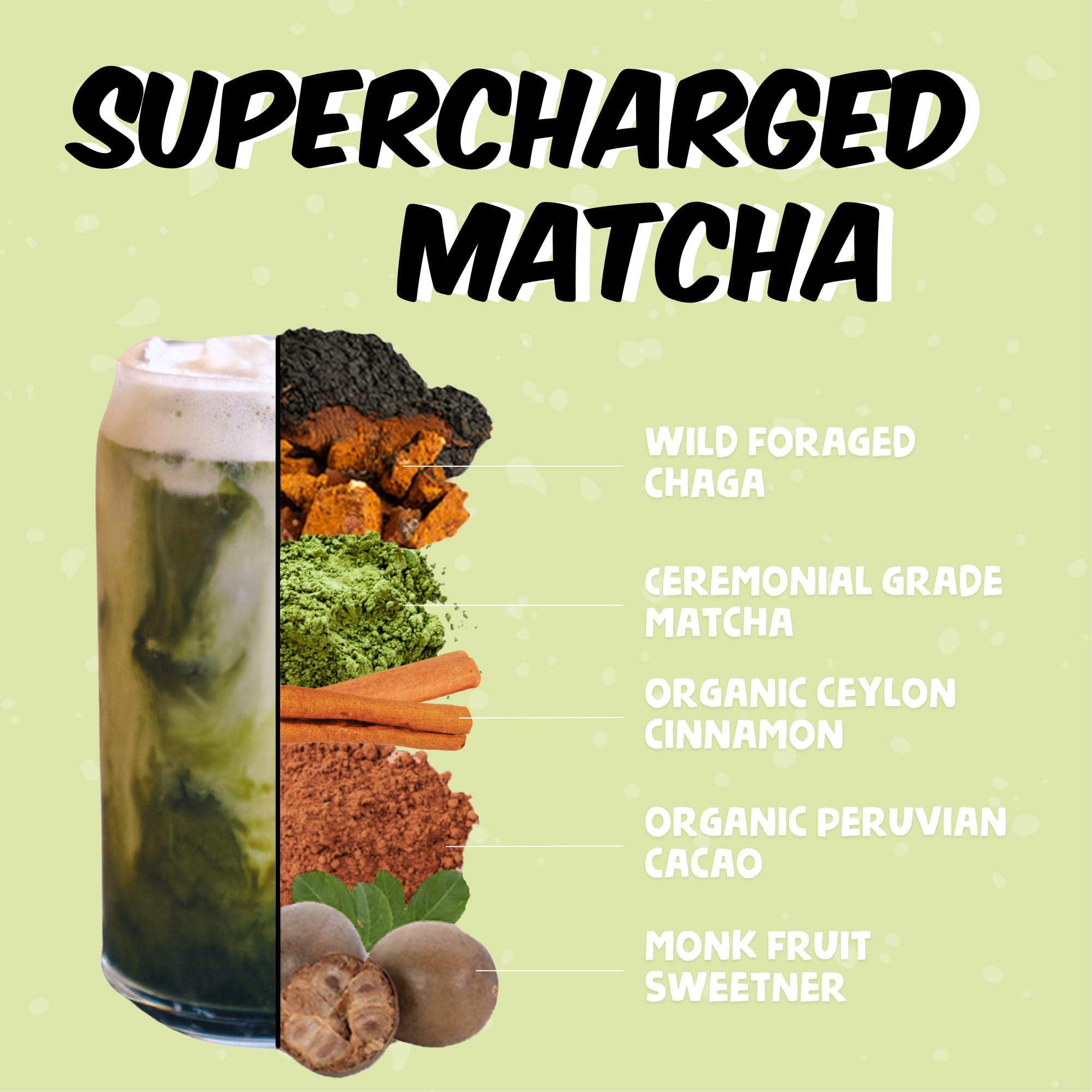 Renude Renude Chaga Matcha - Chaga Mushroom Powder, Matcha Superfood Drink Mix with Adaptogens, Ceremonial Grade Mushroom Matcha, Keto, Vegan, Sugar Free, Natural Energy and Immune Support - 10 Servings