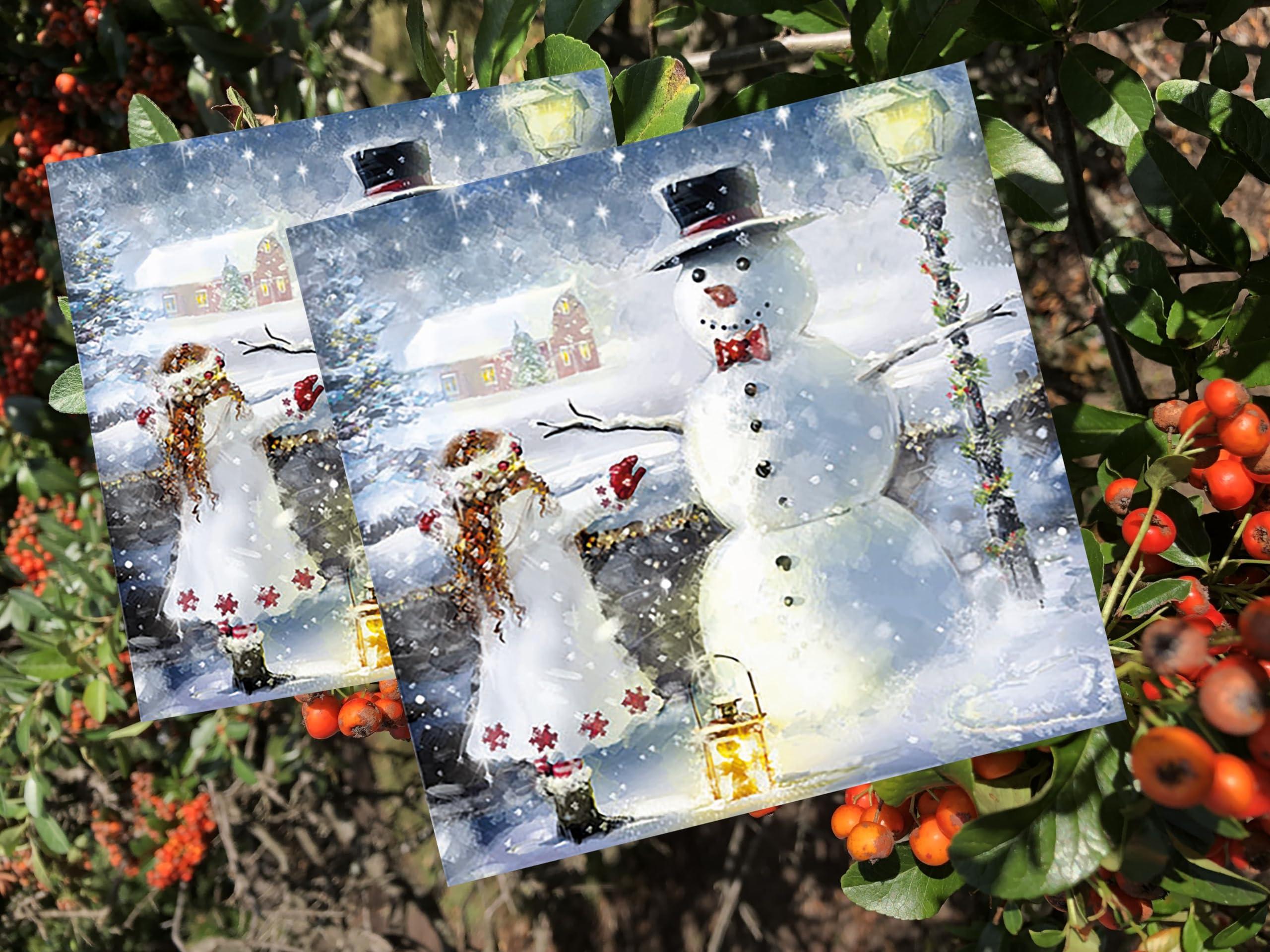 Generic 20-ct 13x13 Christmas Napkins for Decoupage Snowman Napkins Christmas Paper Napkins Christmas Napkins Paper Beautiful Winter Napkins Christmas Cocktail Napkins for Kids Embrace Cute Girl Napkins