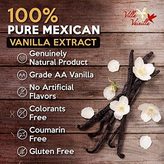 Villa Vainilla Villa Vainilla Pure Vanilla Extract Elixir- Premium Concentrated Vanilla, Real, Natural, Gourmet Vanilla Flavor from Mexico (8.4 Fl O Vanilla Extract and Beans 2)