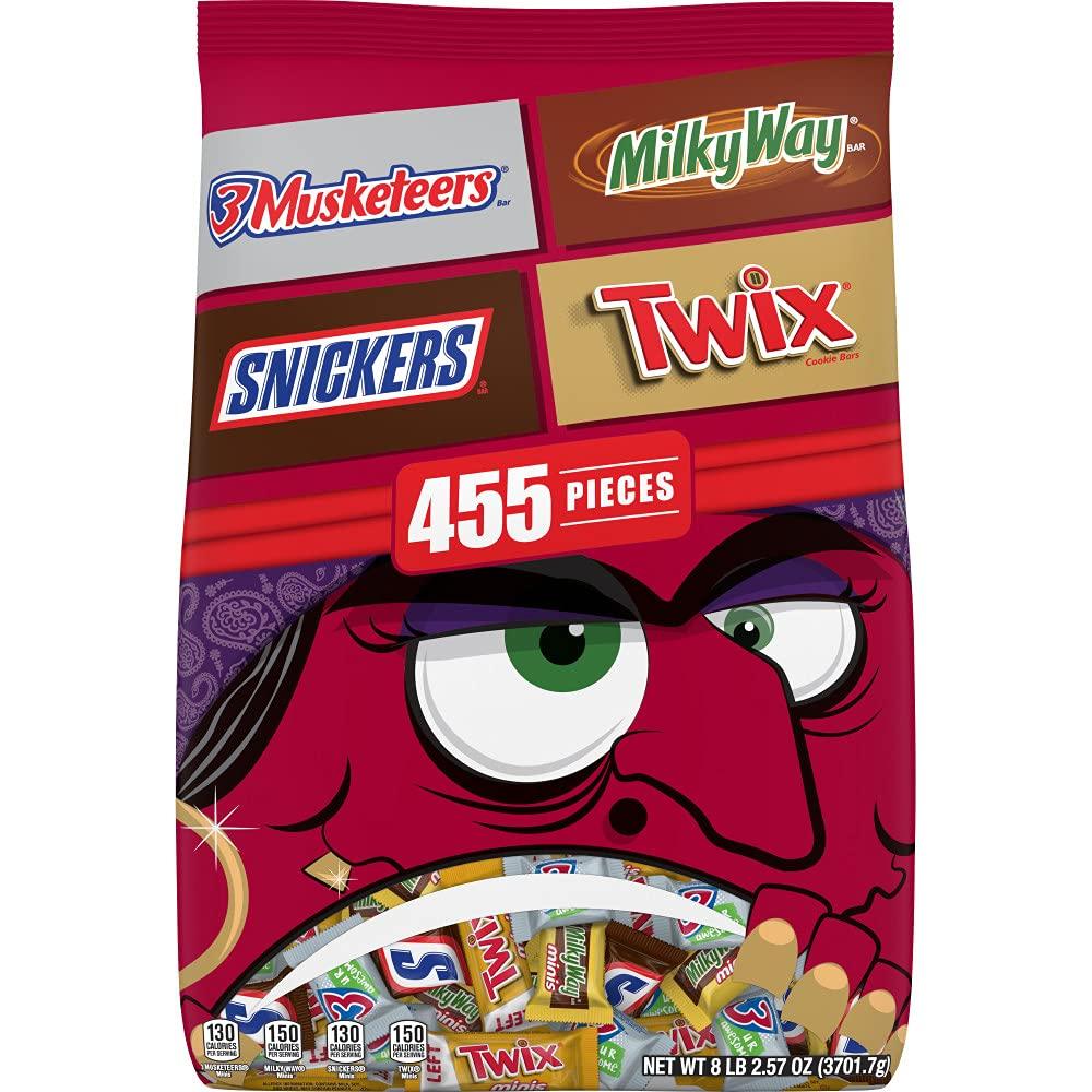 Mars Mars SNICKERS, TWIX, MILKY WAY & 3 MUSKETEERS Mixed Chocolate Bulk Halloween Candy Assortment-130.57oz/455ct
