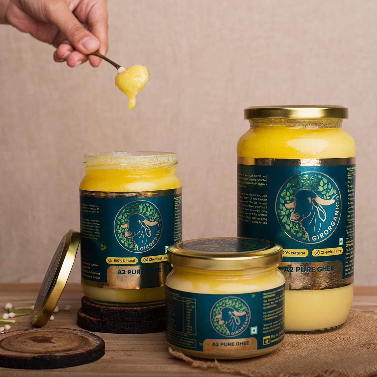 GIRORGANIC GirOrganic Grass Fed A2 Ghee | Clarified Butter (16 Oz) - Unsalted Gir Cow Ghee Butter - Organic Ghee Oil - Pasture Raised, Lactose-Free 16 Oz
