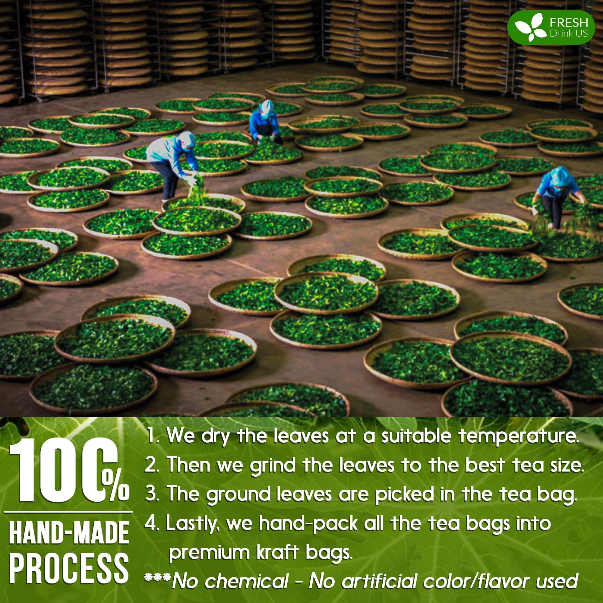 FRESHDRINKUS FreshDrinkUS, Premium 40 Papaya Leaf Tea Bags, 100% Natural & Pure from Papaya Leaves. Loose Leaf Papaya Herbal Tea. Made with Natural Material Tea Bags. No Sugar, No Caffeine, No Gluten, Vegan.