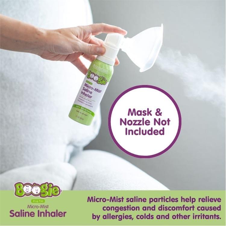 Boogie Boogie Micro-Mist Saline Inhaler Refill, 1.7oz Unscented - Pack of 2
