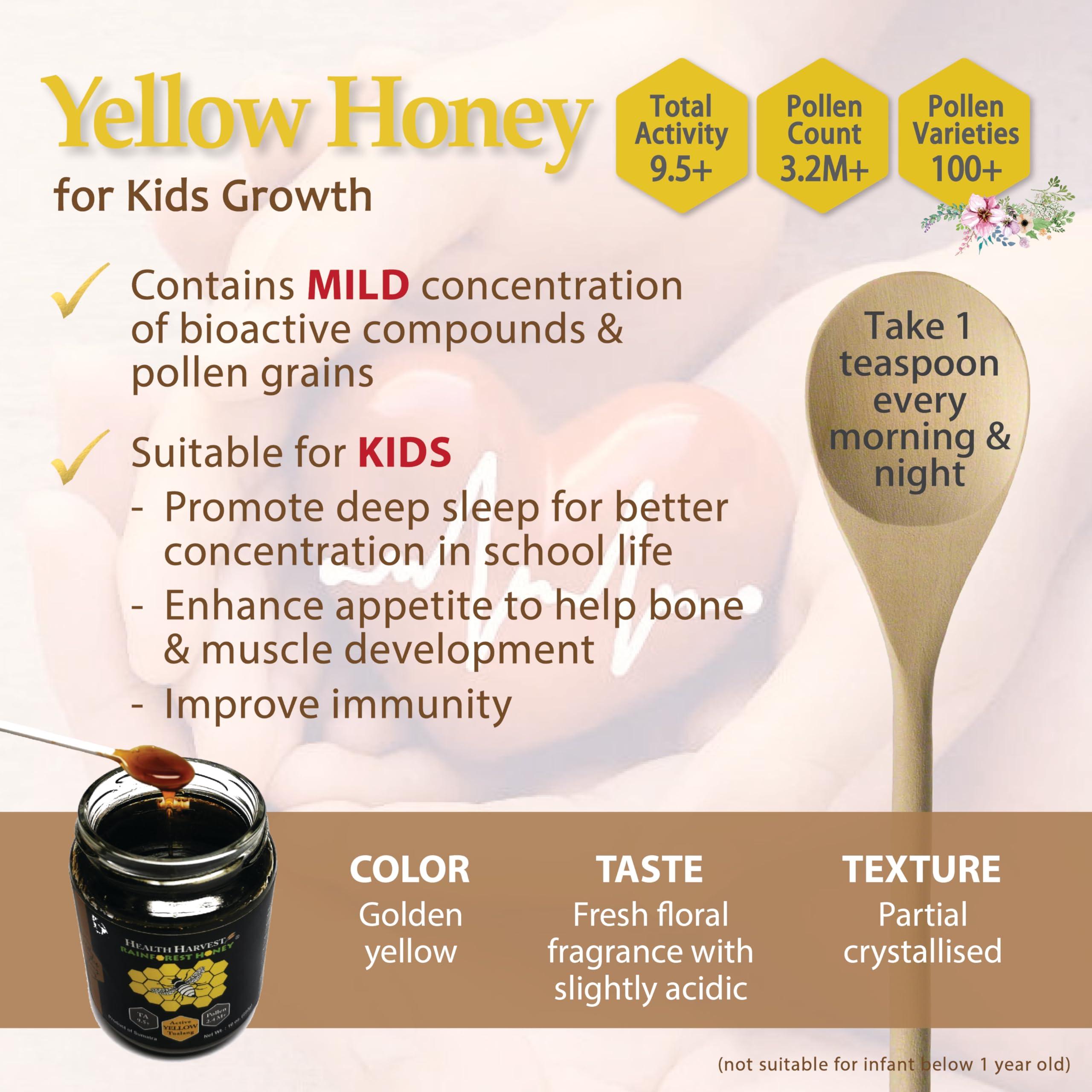 Health Harvest Tualang Honey 1.8oz x 3 Jars (Black, Red, Yellow Honey) | TA 9.5+ to 11.5+ | Pollen Count 2.4M+ to 3.2M+ | Pollen Variety 100+ | Wild-ripening on 250ft Treetop | Raw, Unpasteurised, Unfiltered