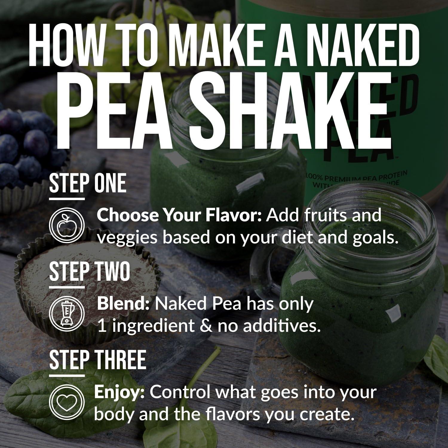 NAKED NAKED Pea - 2LB 100% Pea Protein Powder from North American Farms - Unflavored Vegan Pea Protein Isolate - Plant Protein Powder, Easy to Digest - 30 Servings