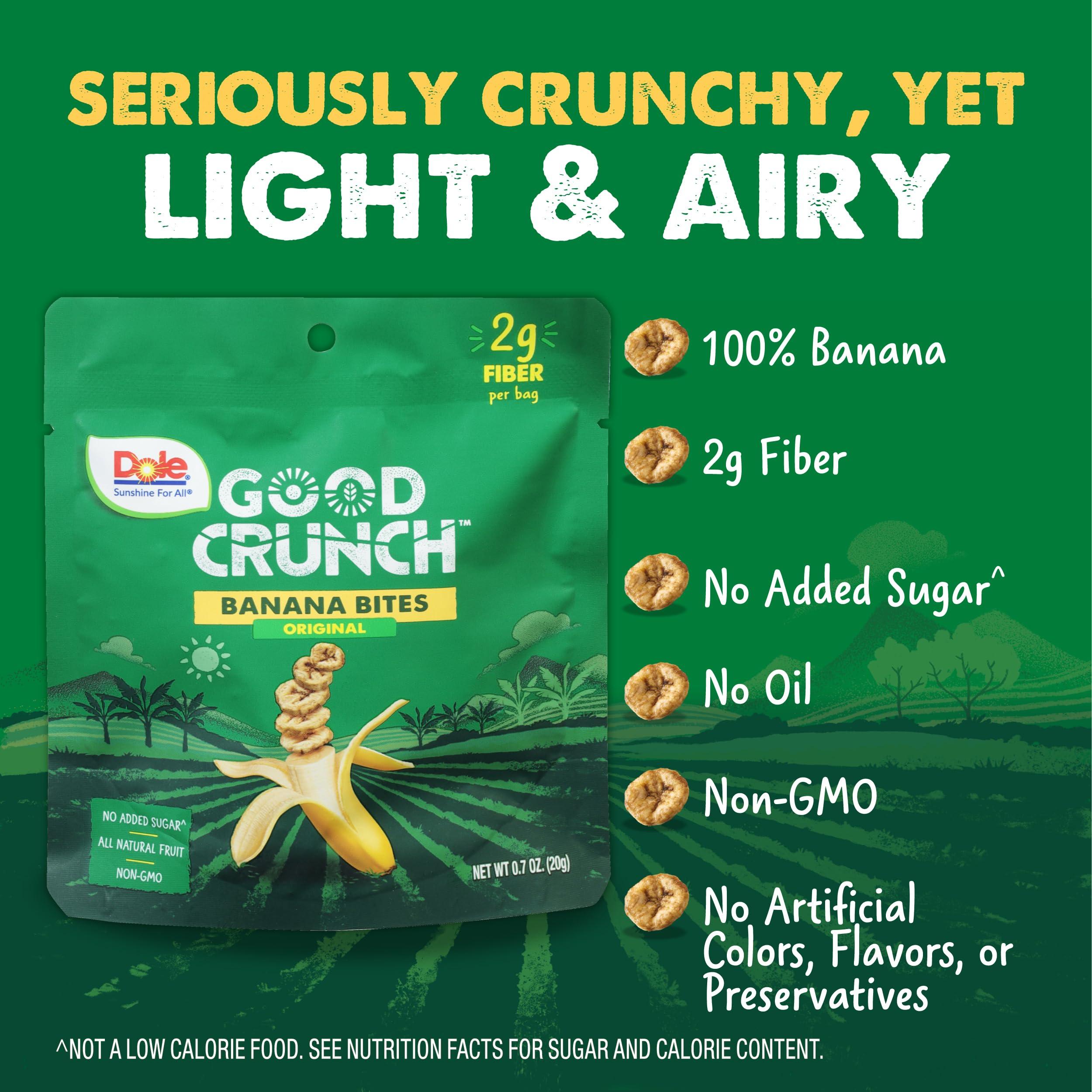 Dole Dole Good Crunch Banana Dried Fruit Bites, Gluten Free & Vegan Snack, 0.7oz Bags (Pack of 12)