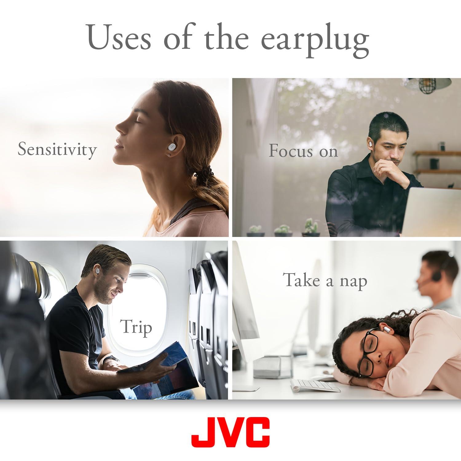 JVC JVC Ultimate Sleeping Earplugs, 35dB Noise Reduction, Water Resistance, Carrying case, Additional Ear-Pieces - EPS433 (White)