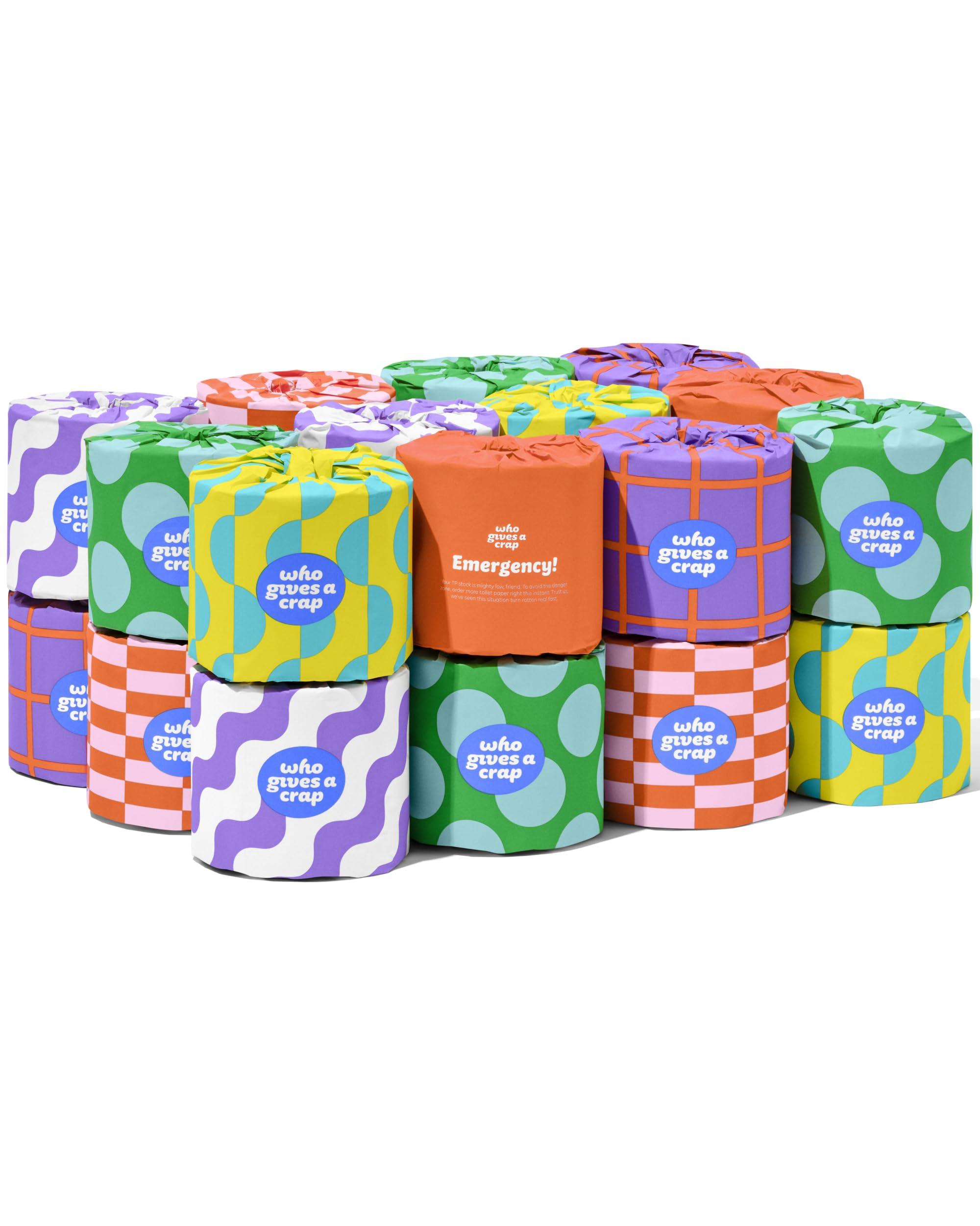 Who Gives A Crap Who Gives A Crap | 100% Recycled Toilet Paper, 24 Rolls, 330 Sheets, Biodegradable & Ecofriendly, Soft & Strong, Virgin Tree Free, Bulk Toilet Paper