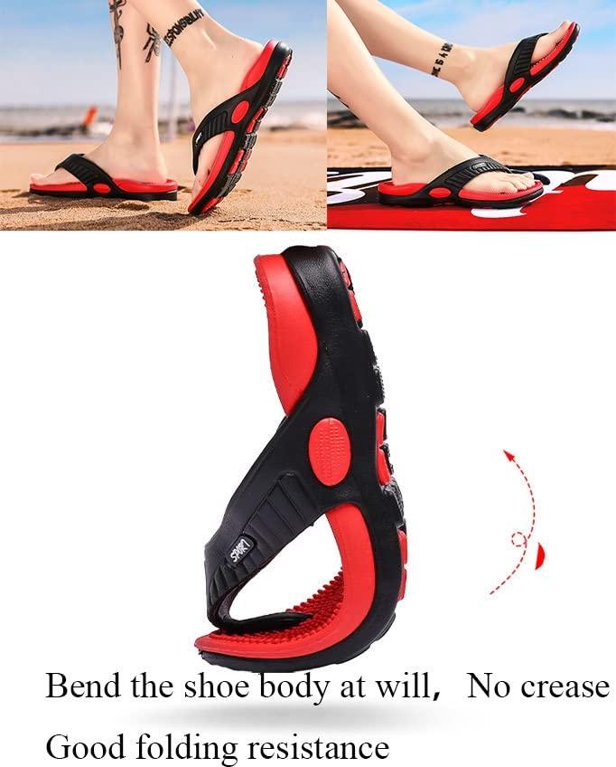 DSLED DSLED Massage Flip Flops for Men & Women, with Arch Support Summer Breathable Beach Shoes, Acupressure Sandals Slippers, Relief Plantar Fasciitis Heel Arthritis Pain (Color : Red, Size 40)