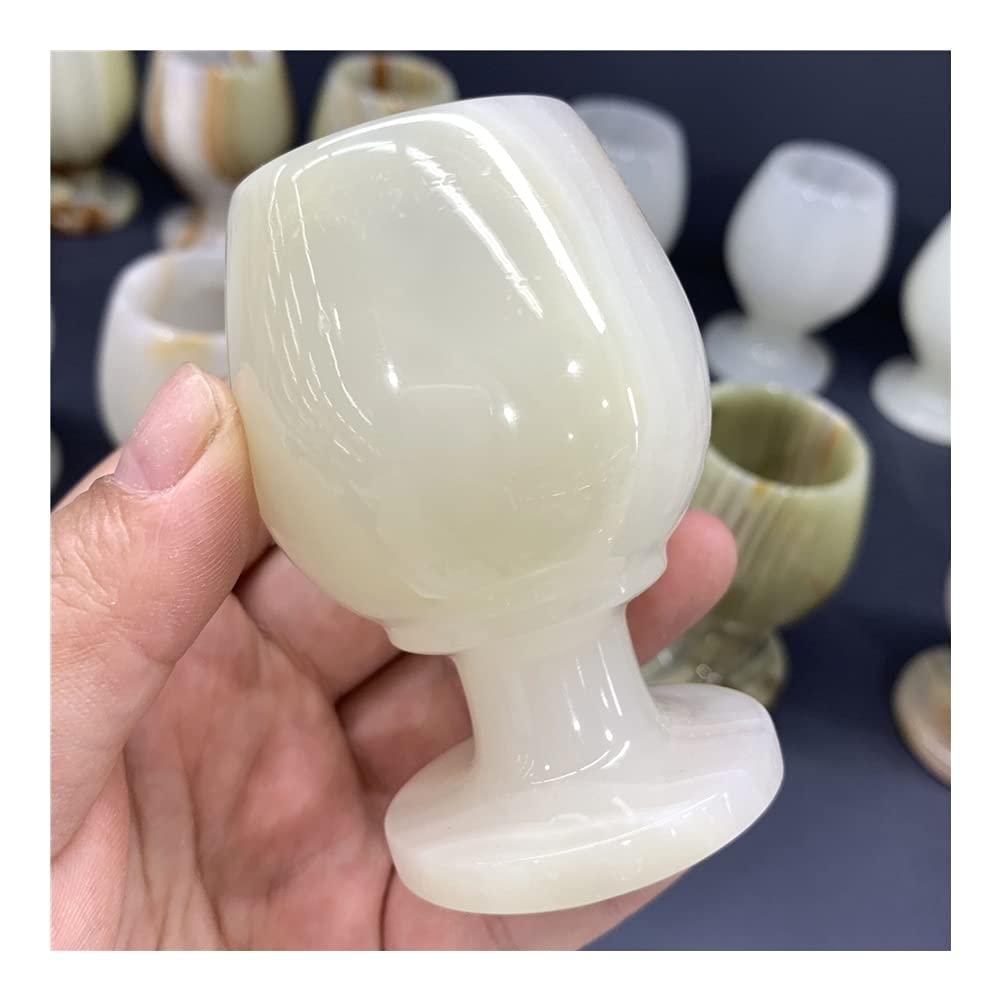 MEYYI MEYYI Chakra Balance Gemstone Decoration 3 Inches Afghanistan Jade Goblet Healing Crystal Quartz Cup Reiki Energy Ore for Home Decor Healing Mineral Stone (Color : Partial White)