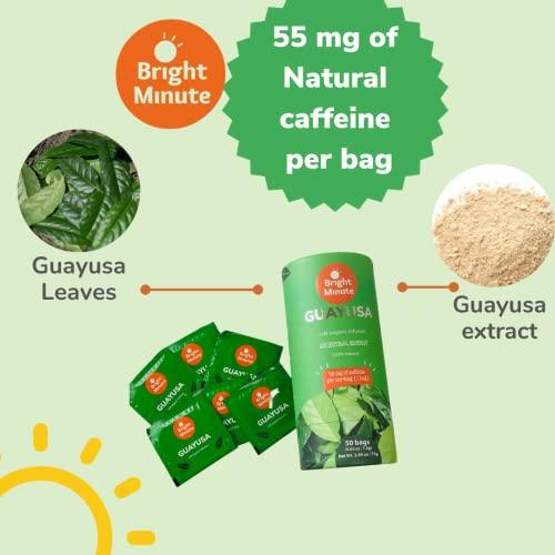 BRIGHT MINUTE Bright Minute Guayusa infusion 50 teabags | Coffee Alternative & Addition | 55mg of natural caffeine per small 1.5G (0.05OZ) bag, Calm and Wakeful Energy Boost!