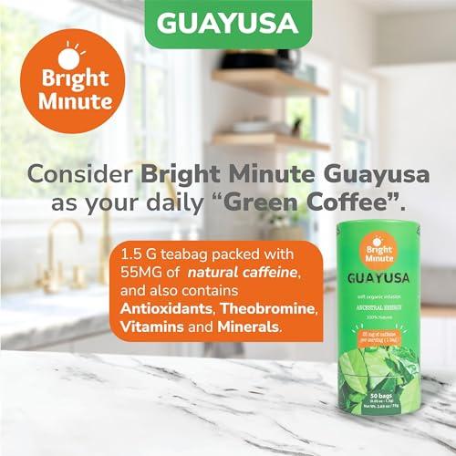 BRIGHT MINUTE Bright Minute Guayusa infusion 50 teabags | Coffee Alternative & Addition | 55mg of natural caffeine per small 1.5G (0.05OZ) bag, Calm and Wakeful Energy Boost!