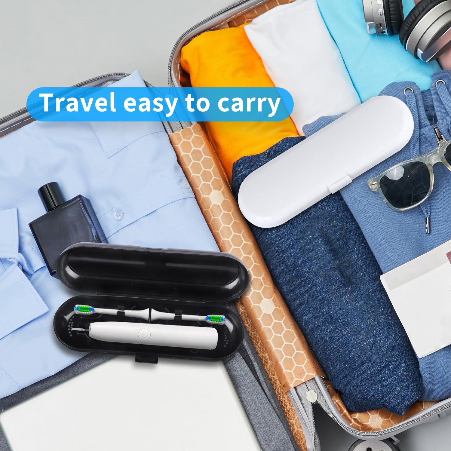 Fowecelt Fowecelt 2 Pack Electric Toothbrush Travel Case for Oral-B Pro and Other Electric Toothbrush, Portable Travel Toothbrush Holder (Black & White)