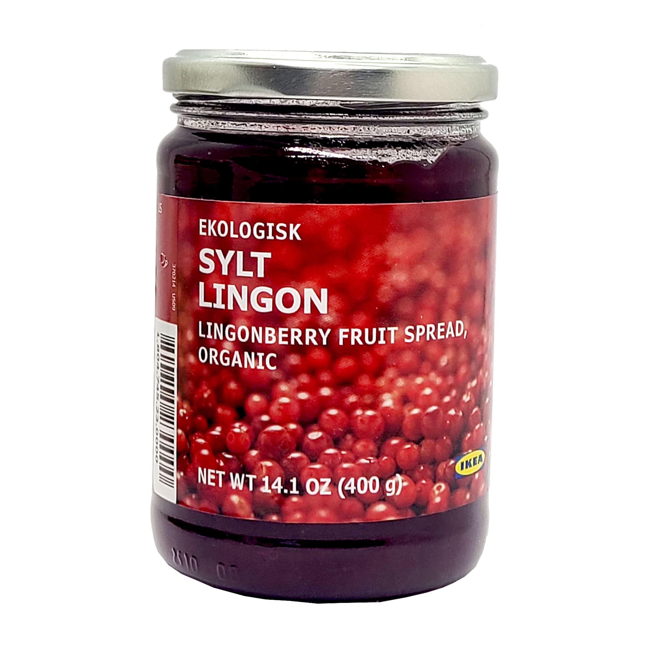 Tasty Kitchen Tasty Kitchen IKEA Organic Preserves 4-Pack Bundle - Total 4 Flavors - SYLT LINGON Lingonberry, Blueberry, Raspberry & Blueberry Jam & Orange & Elderflower Marmalade (15 oz) with Bonus Spreader Spoon