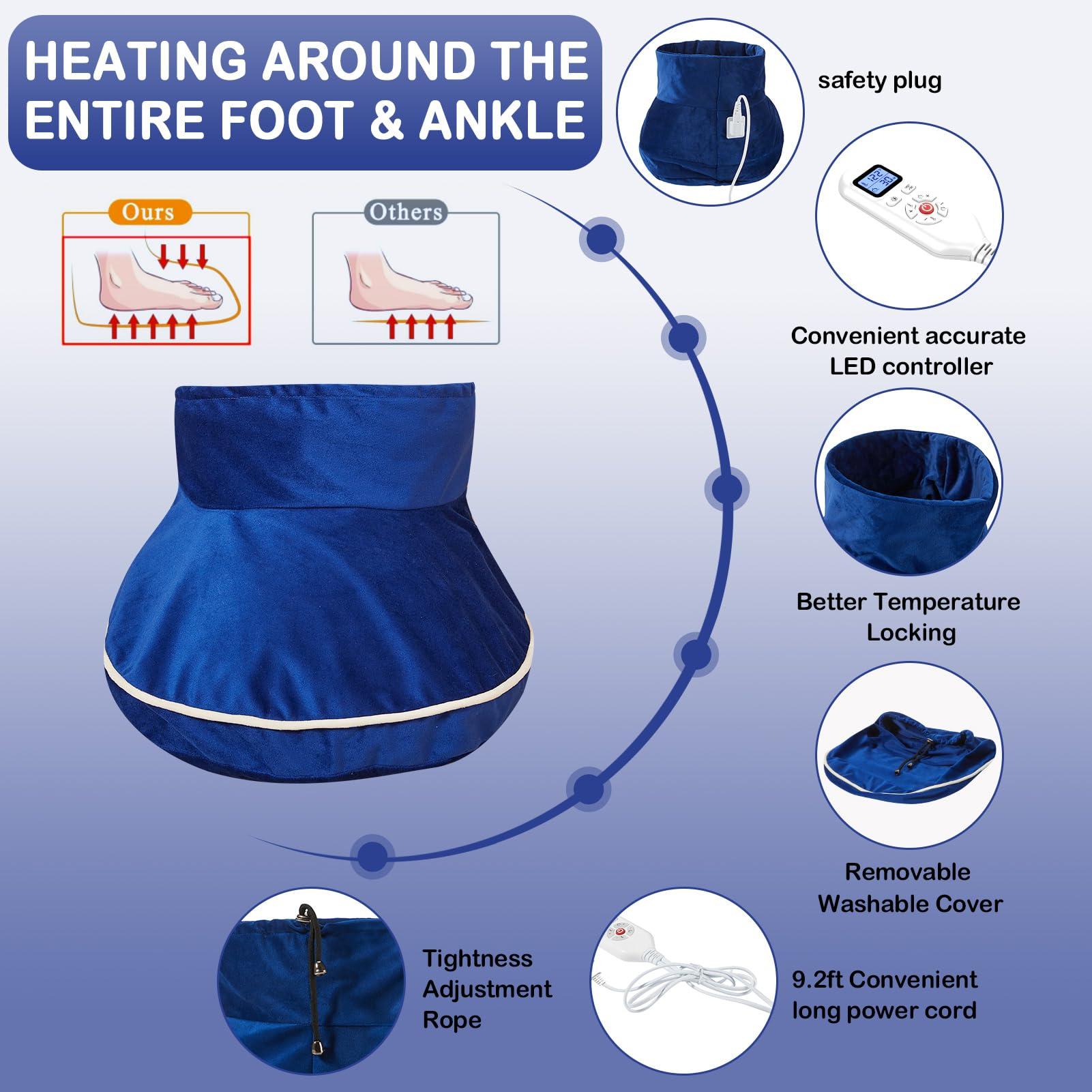 JOBYNA Large Foot Warmer for Feet, Electric Foot Heating Pad with Washable Cover, 86-158Adjustable Heat & Auto Shut-Off, Deep-Penetrating Heat for Neuropathy Pain Relief and Foot Pain