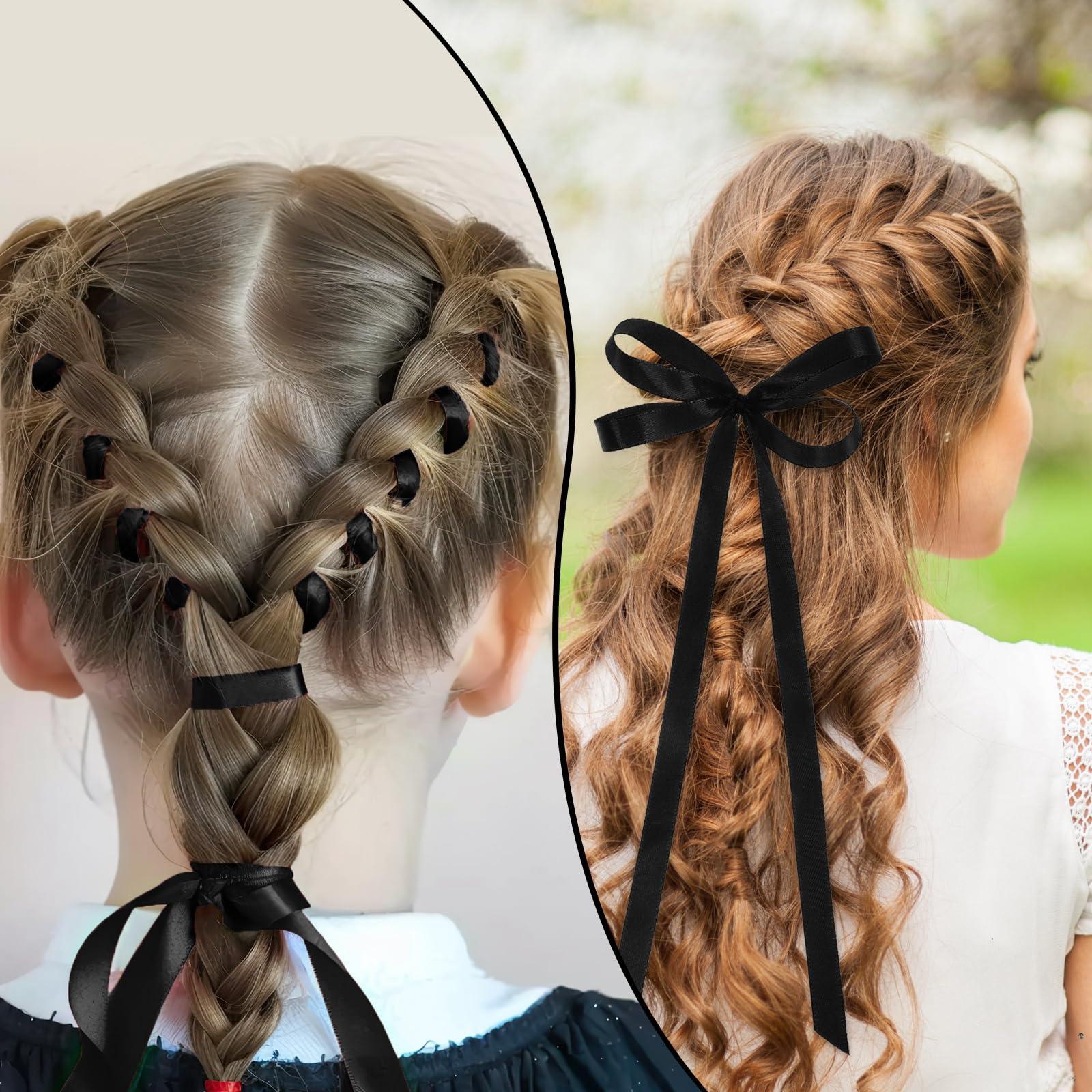 woric Black Ribbon 120 Yards 3/8 Inch Thin Black Satin Ribbon Craft Fabric Ribbon for Hair Bow Making Gift Wrapping Floral Bouquet Party Graduate/Valentine\'s Day Mother\'s Day Decorations