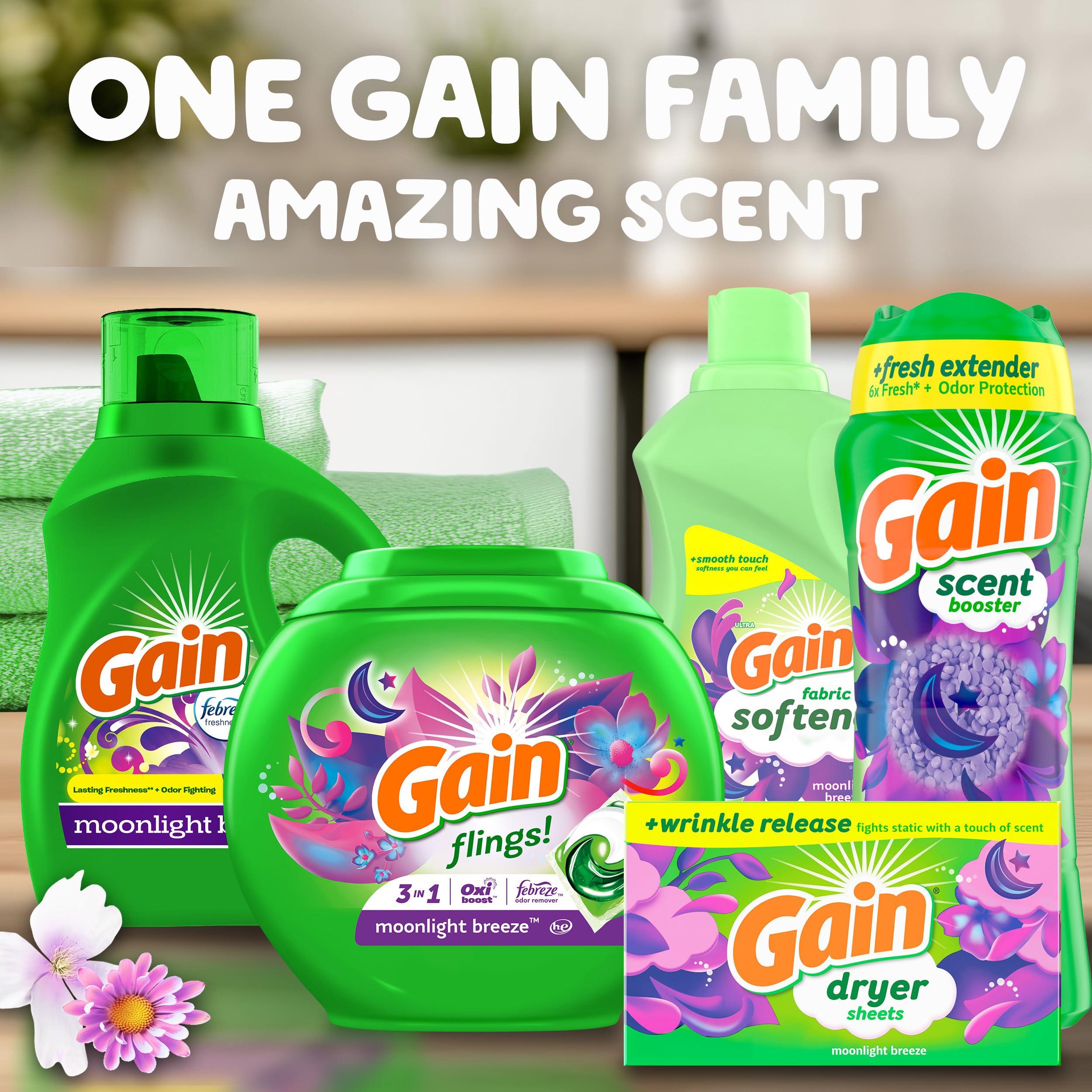 Gain Gain Fabric Softener, Moonlight Breeze, 35 fl oz (4 Pack)