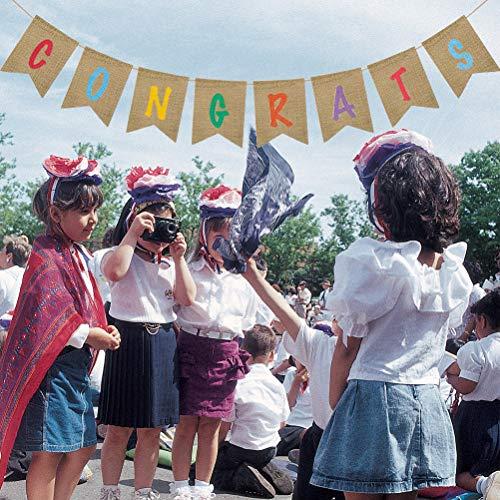 Amosfun Graduation Bunting Banner Congrats Banners Garland Dcorations Congratulations Sign Graduation Party Decor Supplies (Style A)