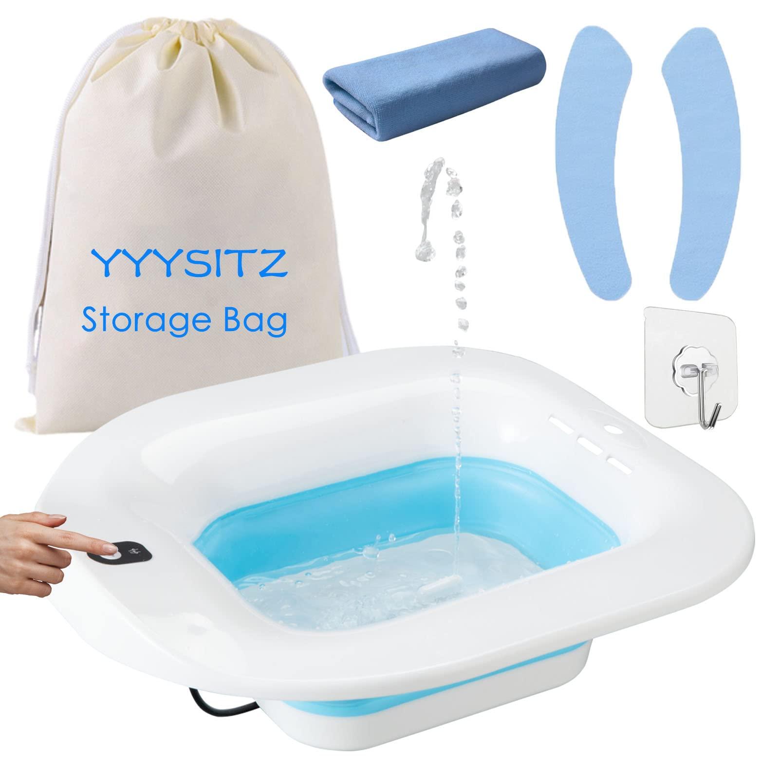 YYYSITZ YYYSITZ Sitz Bath, Electric Sitz Bath for Hemorrhoids, Sitz Bath for Toilet Seat, Postpartum Care Basin, Sitz Baths Salts Bowl for Women Men, Sits Bath Soak Pan, Hip Bath Tub, Collapsible, Blue