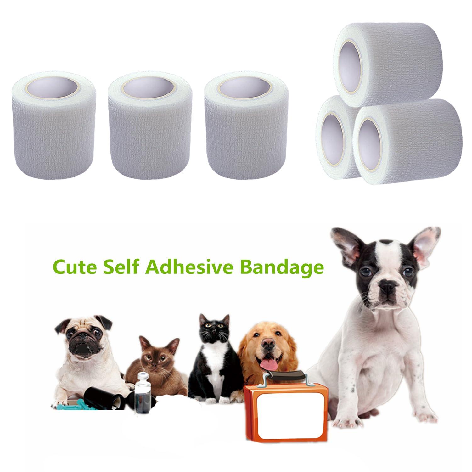 Baisunt Baisunt 6 Pack 2 Inches Cohesive Bandage Self Adhesive Wrap Elastic Self Adherent Vet Wrap Breathable Self Stick Tape for Wrist, Ankle, Sports, Tatoo Wrap(5 Yards, White)
