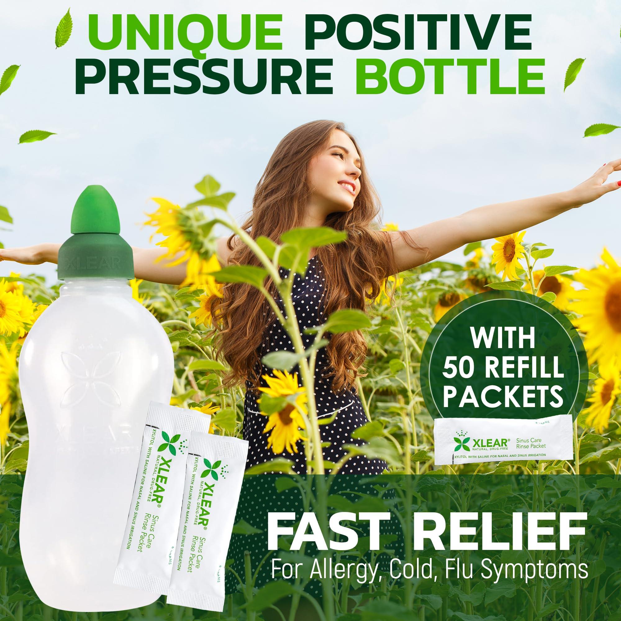 Xlear Xlear Dry Nose Relief Kit, All Day Dry Nose Rescue Kit Including Xlear Nasal Spray with Xylitol, Xlear Rescue Nasal Spray, Xlear Nasal Rinse Neti Pot and 50 Refill Packets