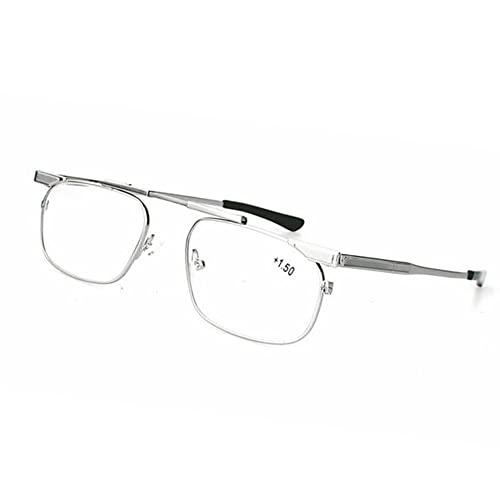 LKP LKP Presbyopia Glasses, Adjustable Reading Glasses Metal Frame Readers for Unisex Reading Eyeglasses Diopter +2.50 (Color : Silver, Size : +1.50)