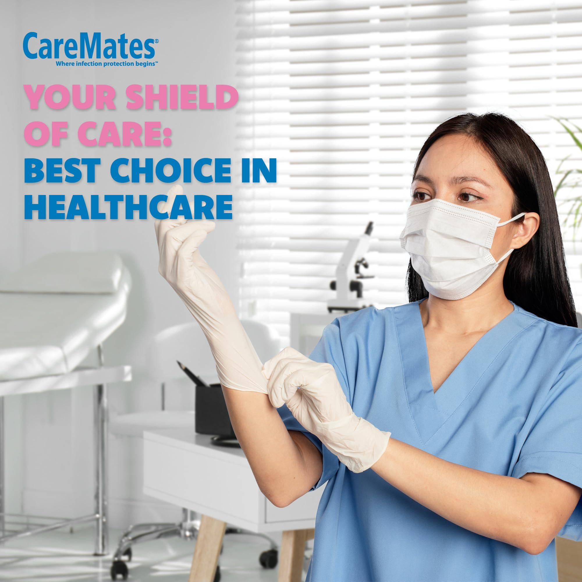 SHEPARD MEDICAL PRODUCTS CareMates Vytrile Medical Exam Gloves, Latex Free Rubber, Powder Free, Extra Strong, 4 Mil Thick, Certified for Home Infusion, First Aid, Food Safe, Cleaning Gloves, Small, 50-Pack