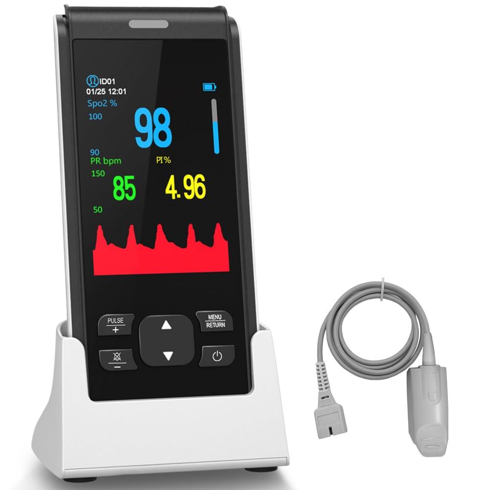 HealthTree Pulse Oximeter Rechargeable Fingertip Pulse Oximeter, Handheld Pulse Oximeter, HealthTree Finger Blood Oxygen Saturation Monitor with SpO2 & Pulse Rate, Portable Oxygen Meter Finger for Adults