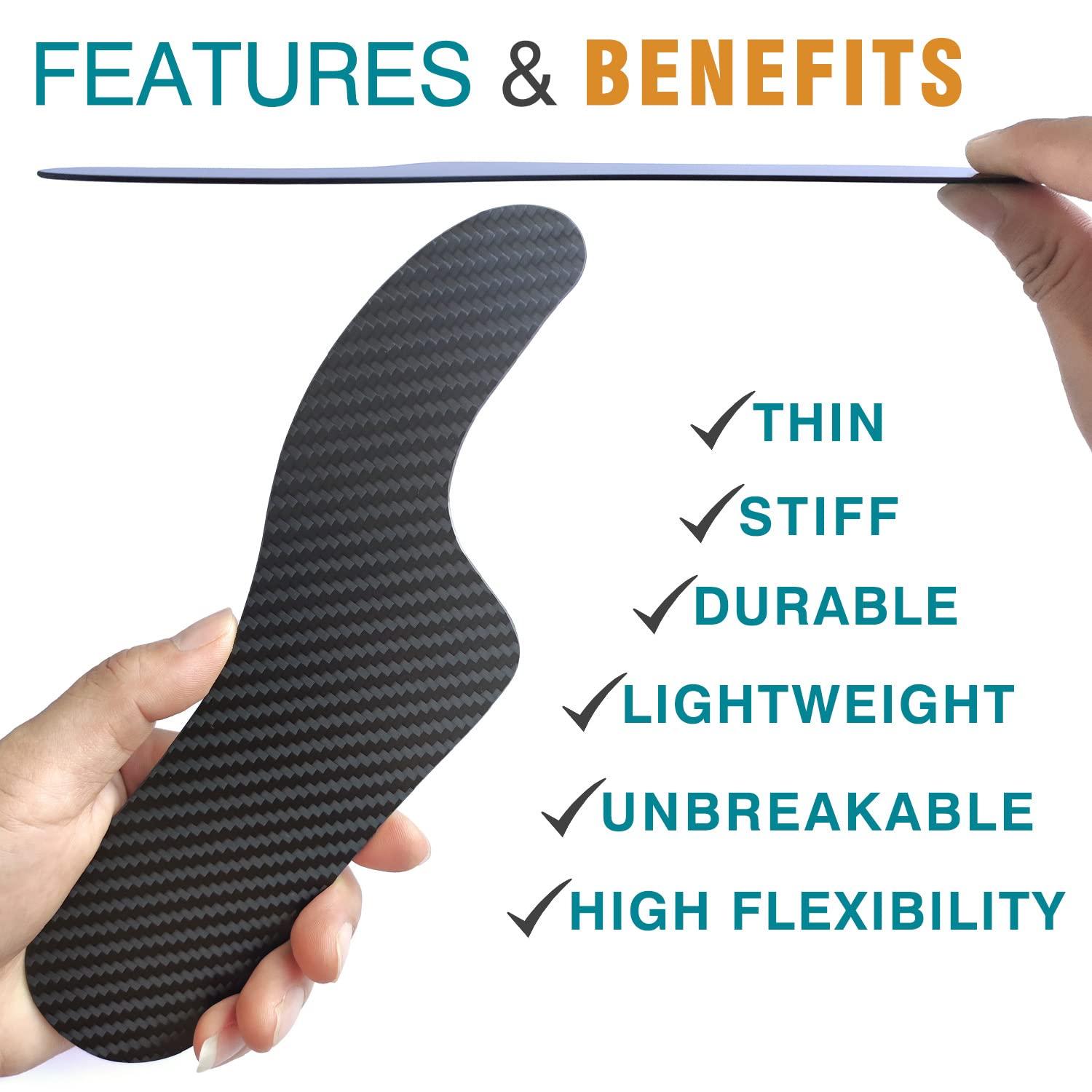 Leeuoe Morton\'s Extension Orthotic,Carbon Fiber Insole,Rigid Foot Support Insert for Morton\'s Toe,Turf Toe,Hallux Rigidus,Arthritis,1 Piece 23.5cm Length(Men Size 7/Women 8)