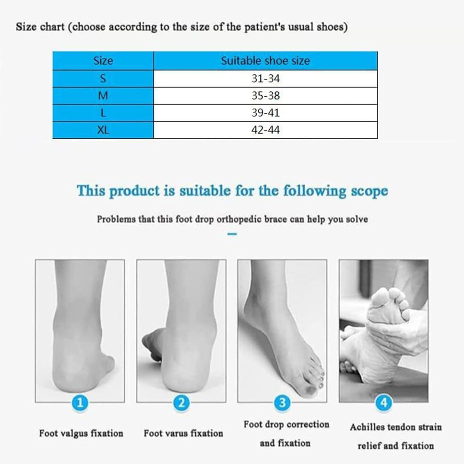 QIUFANGM Ankle Orthosis Splint Support, Drop Foot Brace Orthosis, Adjustable Straps Foot Drop Foot Nerve Injury Rehabilitation Training for Hemiplegia Stroke Shoes Walking ( Color : Left , Size : X Large )